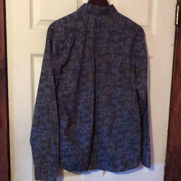 Bruno Blue Floral Print Pocket Long Sleeve Button Down Shirt Mens Large L - Picture 9 of 12